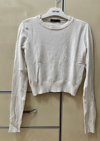 BERSHKA Beyaz Kadın Pamuklu Uzun Kollu Kazak - Görsel 2