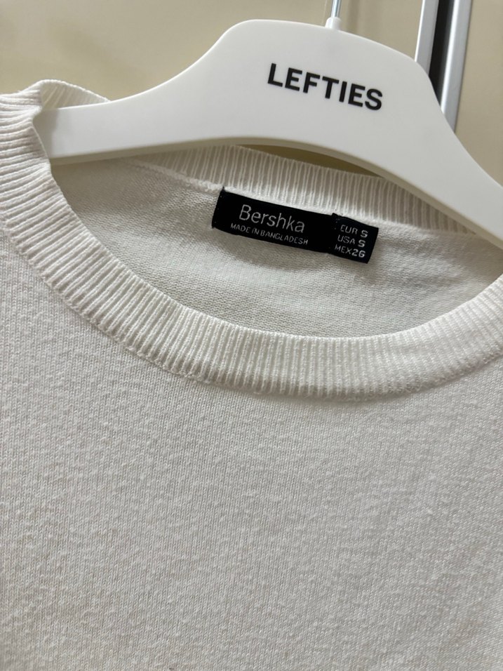 BERSHKA Beyaz Kadın Pamuklu Uzun Kollu Kazak - Görsel 3