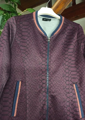 Mor Yılan Desenli Fermuarlı Kadın Ceket - Görsel 2