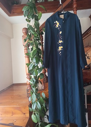 Nakışlı Lacivert Bohem Kadın Uzun ferace - Görsel 2