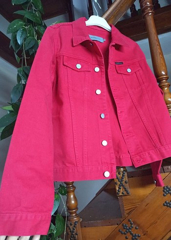 Düğmeli kırmızı Kadı Ceket - Görsel 2