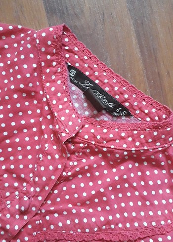 Zara Uzun Kollu Kırmızı Puantiyeli kiz cocuk gömleği