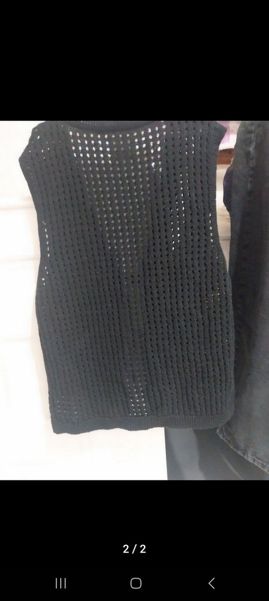 Siyah V Yaka Örgü Kadın Yelek - Görsel 2