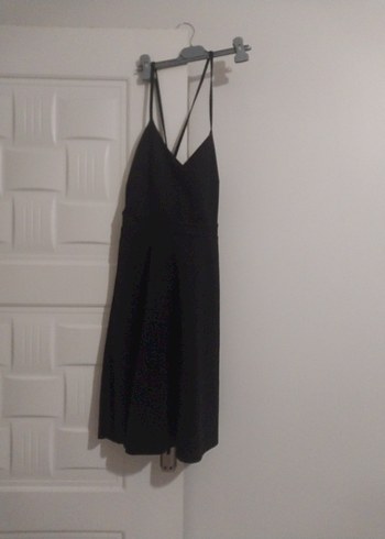 Siyah Mini sirti baglama detayli elbise - Görsel 2