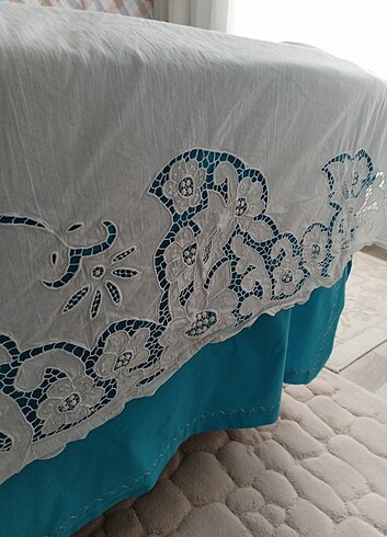 Beyaz delik  işi nevresim takımı  - Görsel 6