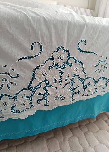 Beyaz delik  işi nevresim takımı  - Görsel 7