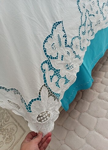 Beyaz delik  işi nevresim takımı  - Görsel 8