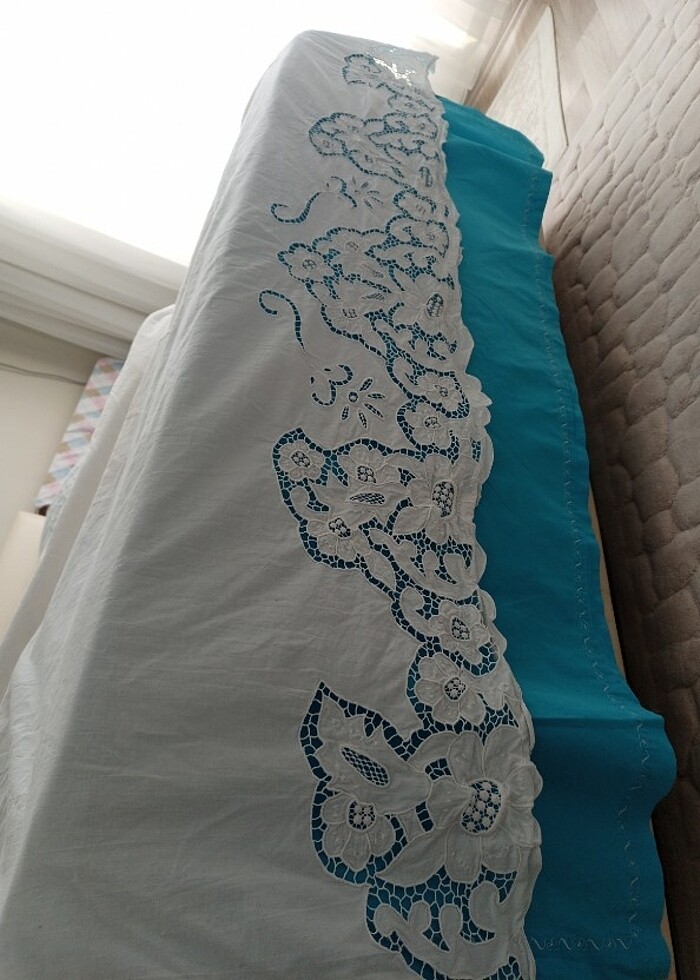 Beyaz delik  işi nevresim takımı  - Görsel 3