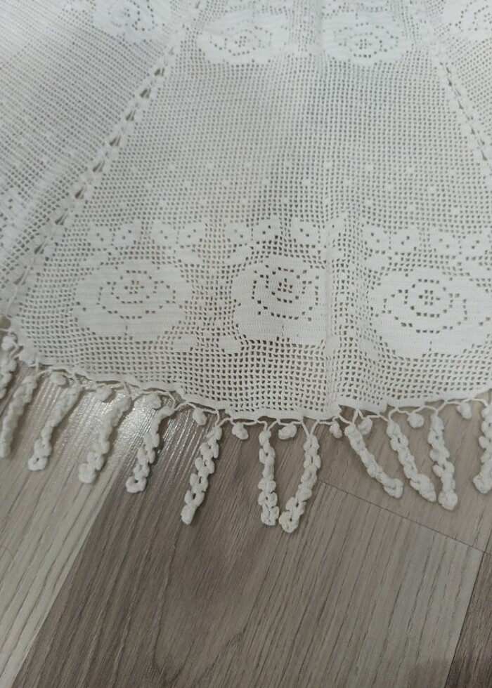 Dantel yuvarlak masa örtüsü  - Görsel 4