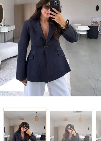 Gri Denim Kadın Blazer Ceket - Görsel 2