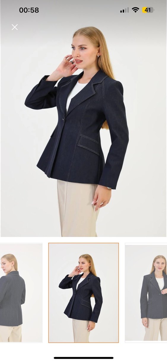 Gri Denim Kadın Blazer Ceket - Görsel 3