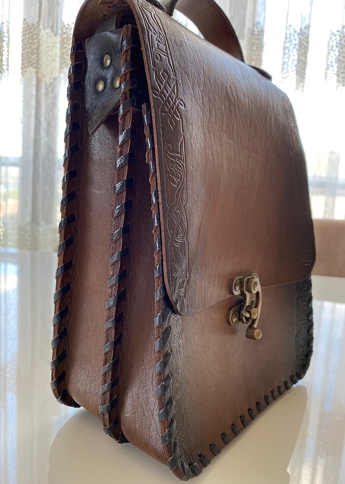 Vintage deri çanta - Görsel 2