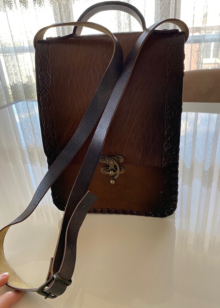 Vintage deri çanta - Görsel 5