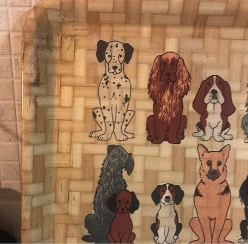 Diğer Köpek resimli bambu tepsi