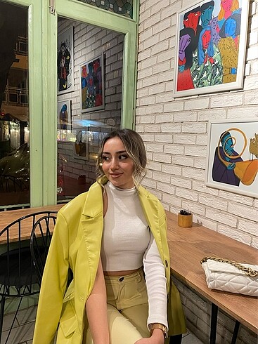 sarı deri blazer ceket