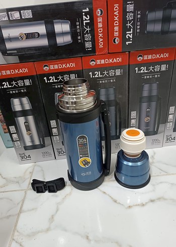 1.2L Mavi ve Gri Termos Şişe - Görsel 2