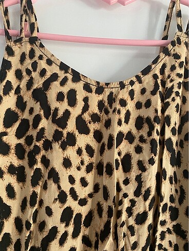 m Beden Leopar tulum elbise