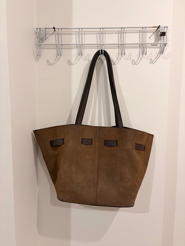 Kahverengi Süet Kadın Omuz Çantası - Görsel 2