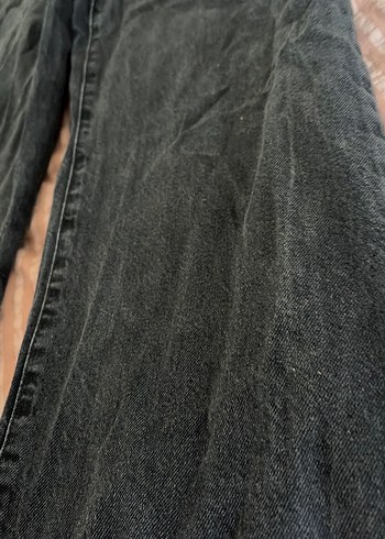 Gri Düğmeli Midi Bol Kesim Kadın Kot Pantolon - Görsel 2