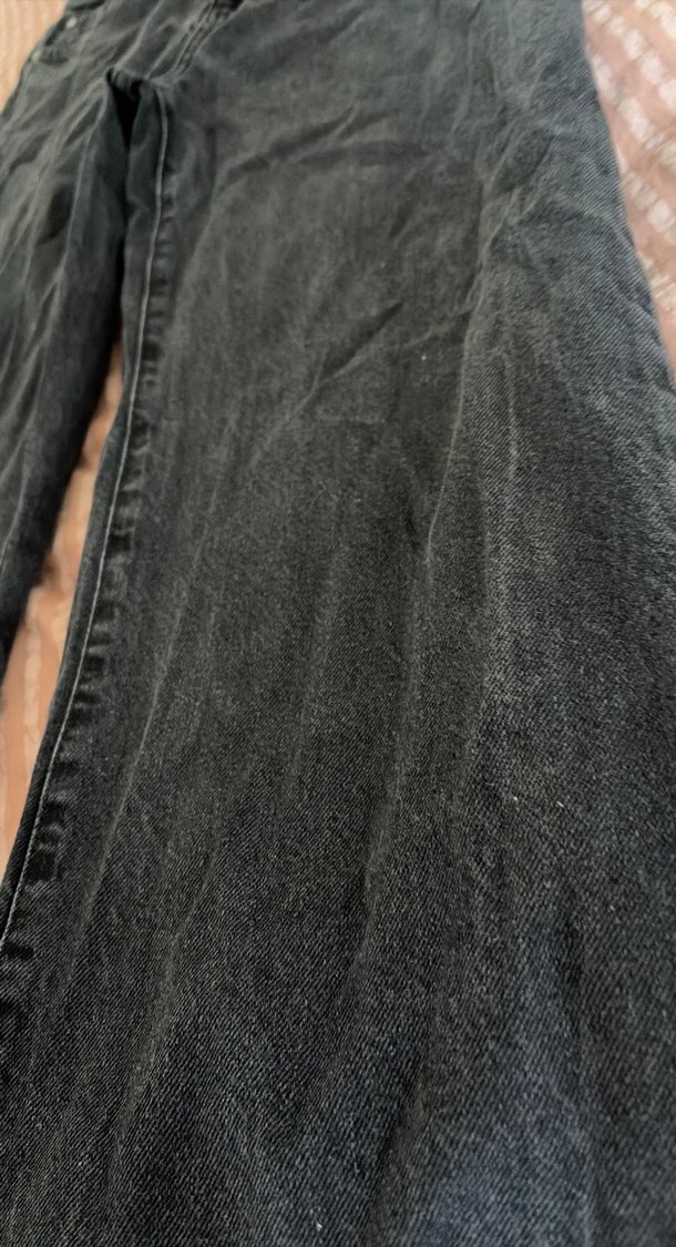 Gri Düğmeli Midi Bol Kesim Kadın Kot Pantolon - Görsel 2