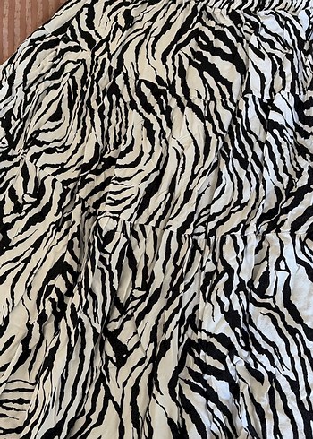 Zebra Desenli Bohem Kadın Midi Etek - Görsel 2