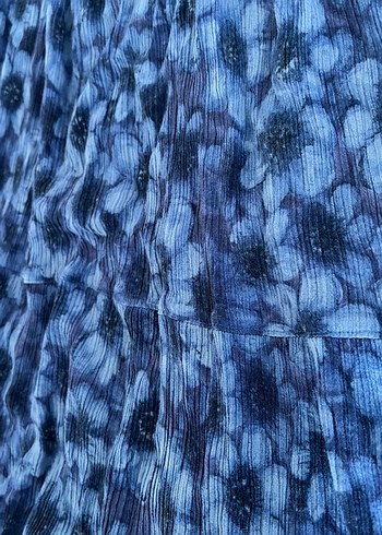 Kadın Mavi Uzun Bağlama Desenli Etek - Görsel 3