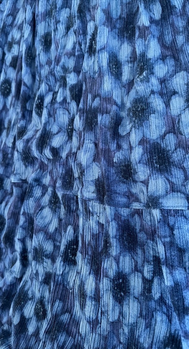 Kadın Mavi Uzun Bağlama Desenli Etek - Görsel 3