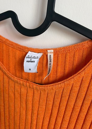 Turuncu, Kolsuz, Uzun Elbise - Görsel 2