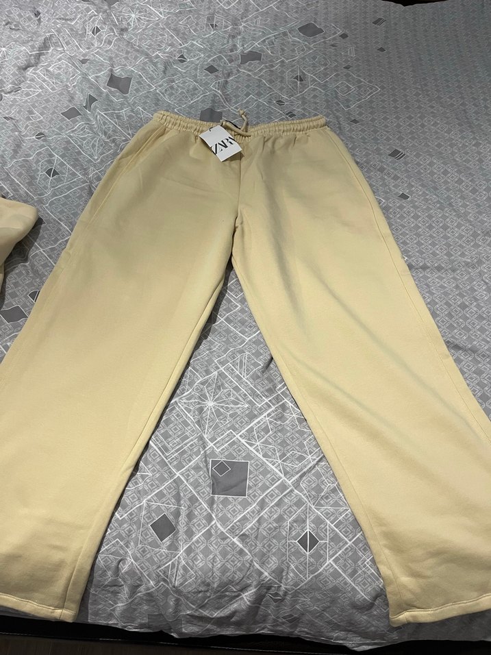 Zara Kadın Sarı Pamuklu Bol Kesim Eşofman takımı - Görsel 4