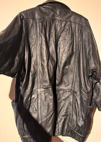 Deri ceket unisex bomber uzun Siyah Grunge Punk ceket elbise - Görsel 5