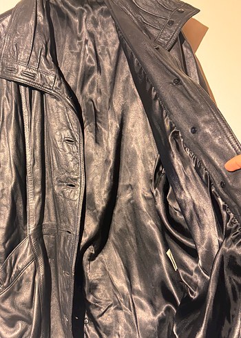 Deri ceket unisex bomber uzun Siyah Grunge Punk ceket elbise - Görsel 6