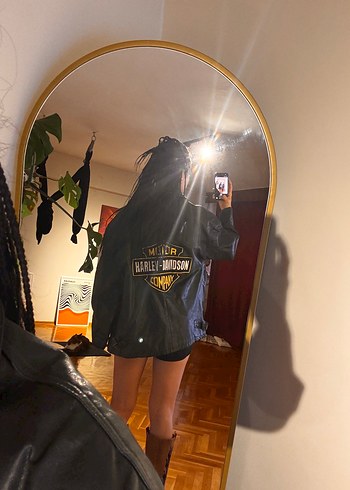 Siyah Harley-Davidson Kadın erkek Deri Biker Ceket - Görsel 2