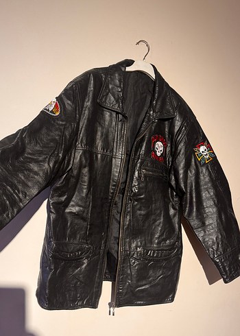 Siyah Deri Biker Ceket - YAMAHA Nakışlı motorsiklet ceketi - Görsel 2