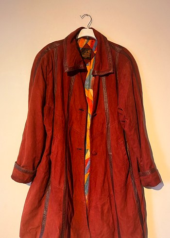 Bordo Süet Bohem Tarz Midi vintage Ceket - Görsel 2