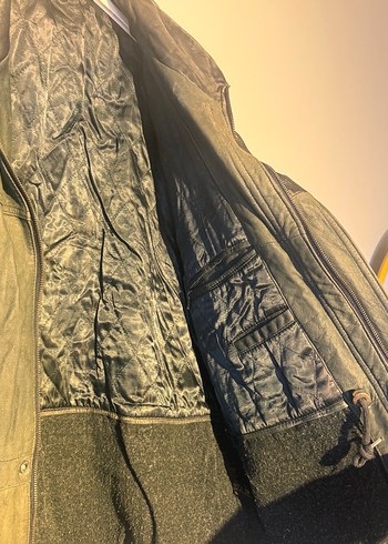 Haki koyu yeşili oversize Deri Biker Ceket erkek - Görsel 7