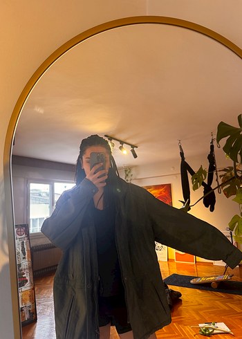 Haki koyu yeşili oversize Deri Biker Ceket erkek - Görsel 3