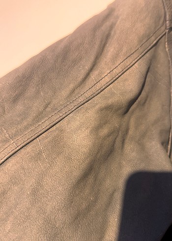 Haki koyu yeşili oversize Deri Biker Ceket erkek - Görsel 5