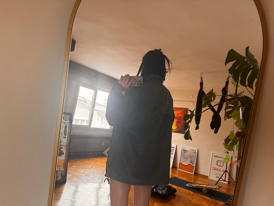 Haki koyu yeşili oversize Deri Biker Ceket erkek - Görsel 4