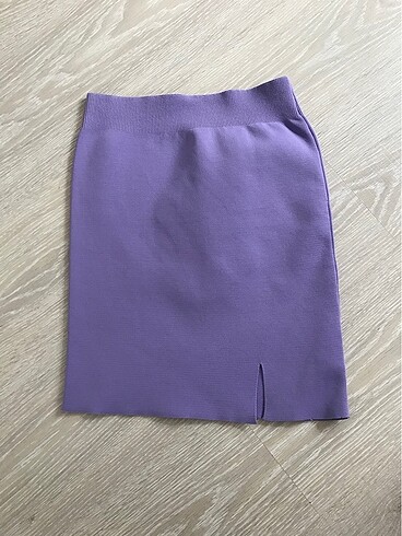 Triko Mini Yırtmaçlı Etek Lila S/M/L uyumlu