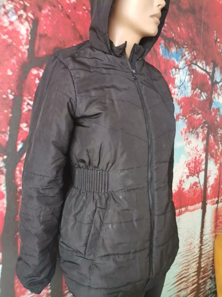 Siyah Kapüşonlu Kadın Kışlık Mont - Görsel 2