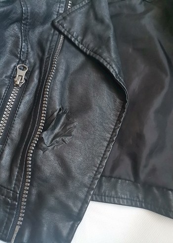 Erkek Çocuk Siyah Deri Biker Ceket - Görsel 8