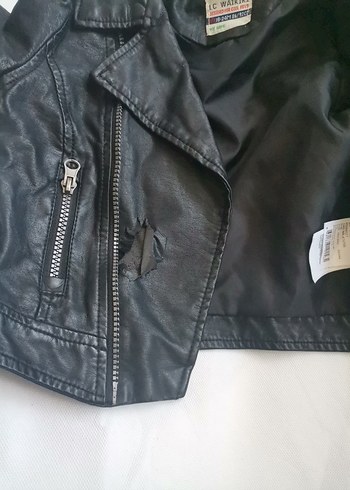 Erkek Çocuk Siyah Deri Biker Ceket - Görsel 6