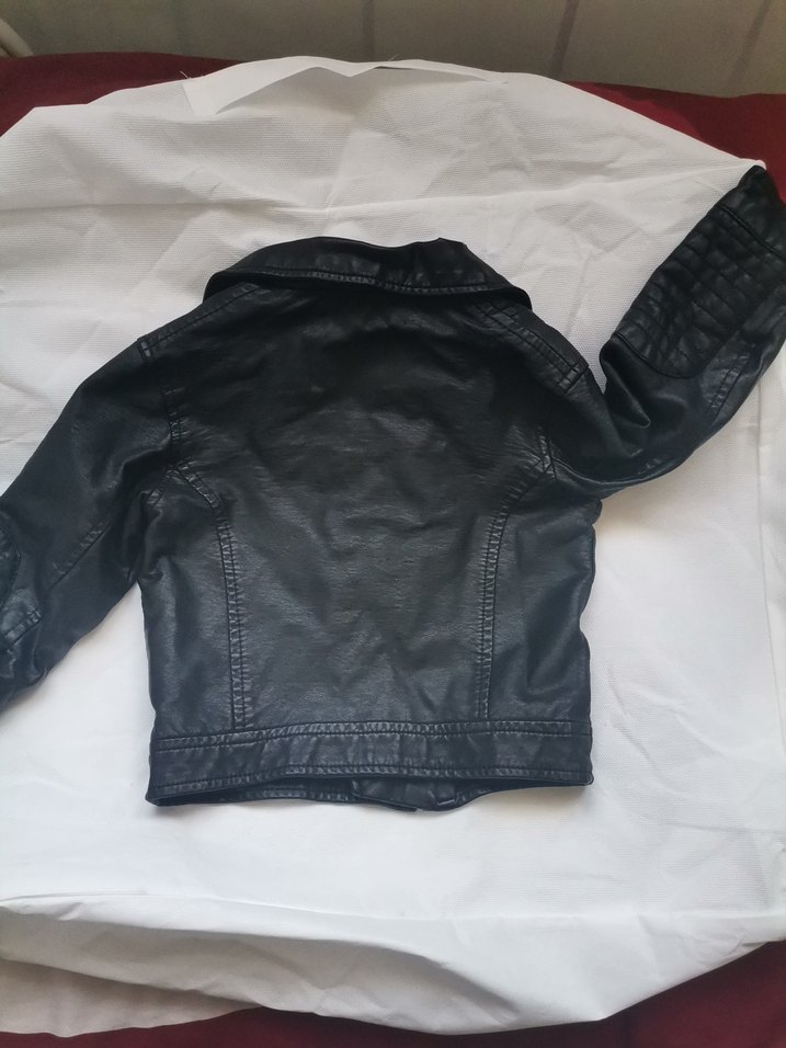 Erkek Çocuk Siyah Deri Biker Ceket - Görsel 4