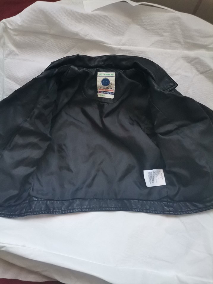 Erkek Çocuk Siyah Deri Biker Ceket - Görsel 5