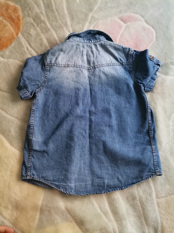 Erkek Çocuk Gri Denim Kısa Kollu Gömlek - Görsel 4