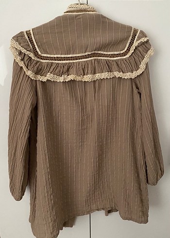 Bej Bohem Hamile Bluzu, Nakışlı, Uzun Kollu - Görsel 9