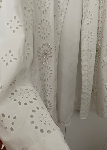 Dantel İşlemeli Beyaz Bohem Kadın Gömlek - Görsel 4