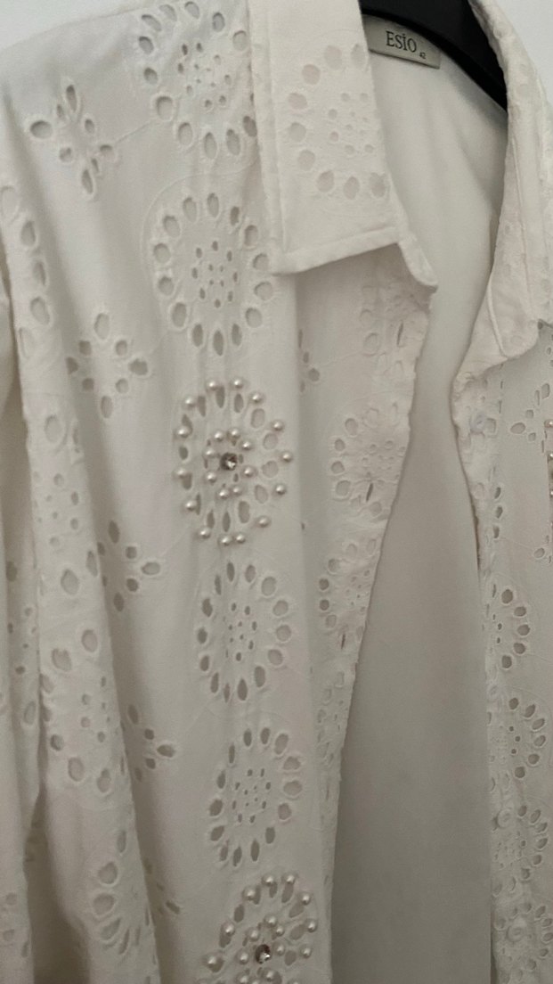 Dantel İşlemeli Beyaz Bohem Kadın Gömlek - Görsel 2