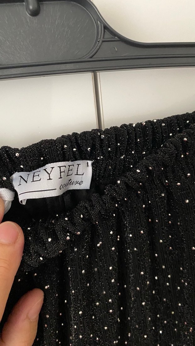 Uzun Kollu Siyah Puantiyeli Kemerli Bluz neyfel marka - Görsel 3