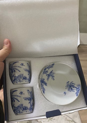 English Home 4 Parça Mavi Porselen Kahve Fincan Takımı - Görsel 4